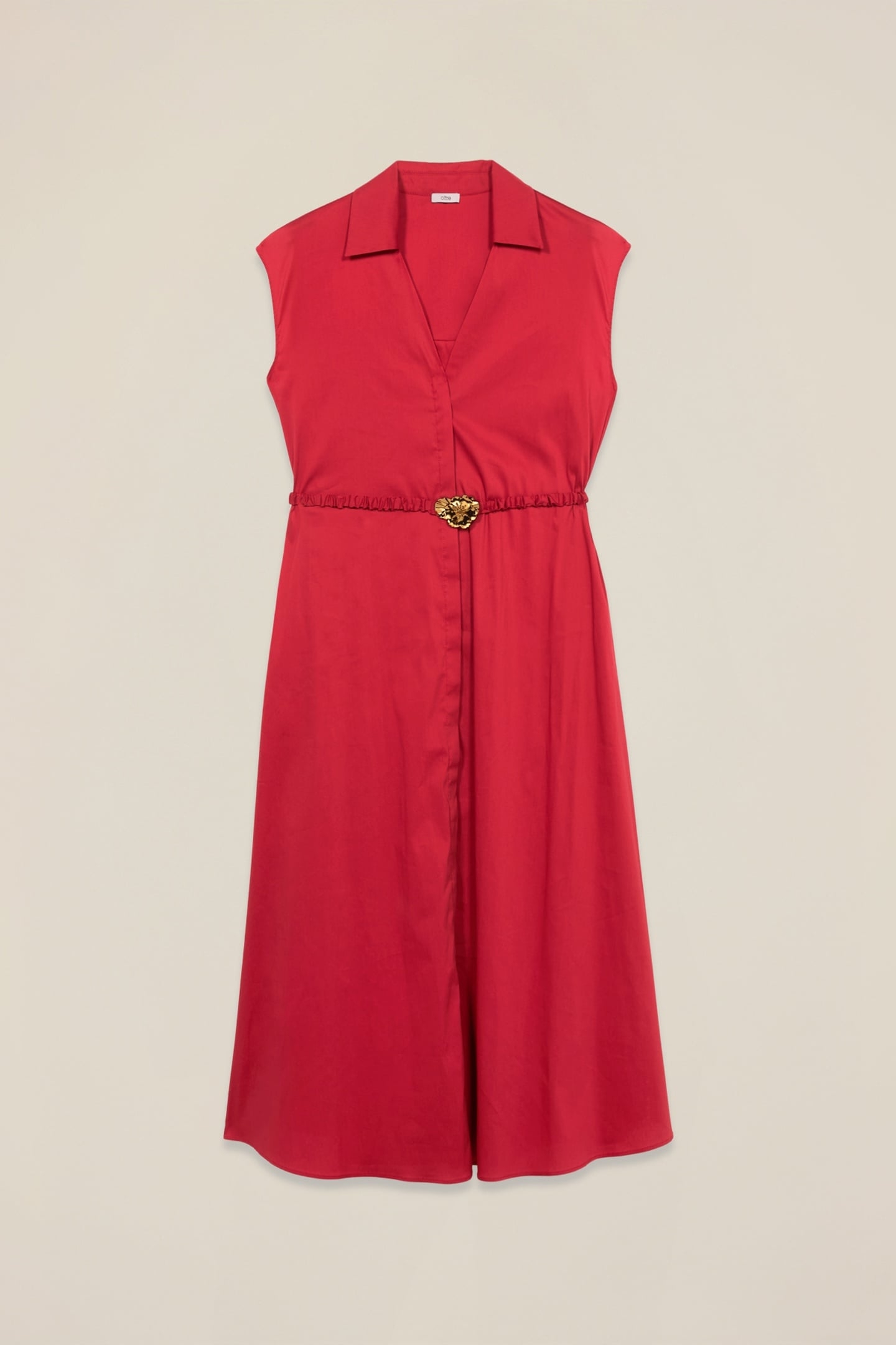 MIDI SHIRTDRESS IN POPLIN WITH BELT RED 4
