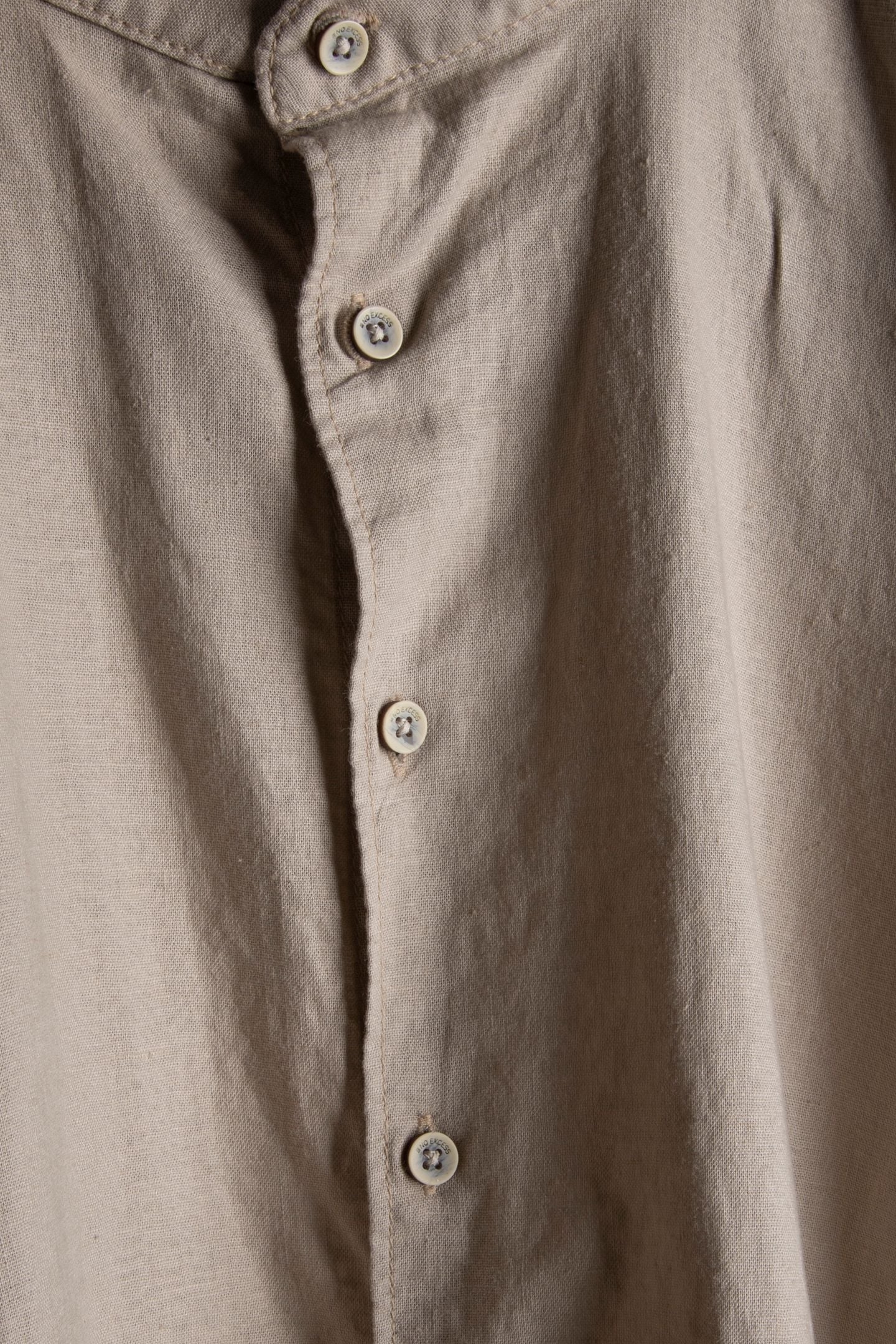 SHIRT SHORT SLEEVE GRANDDAD SOLID WITH LINEN LIGHT DESERT 5