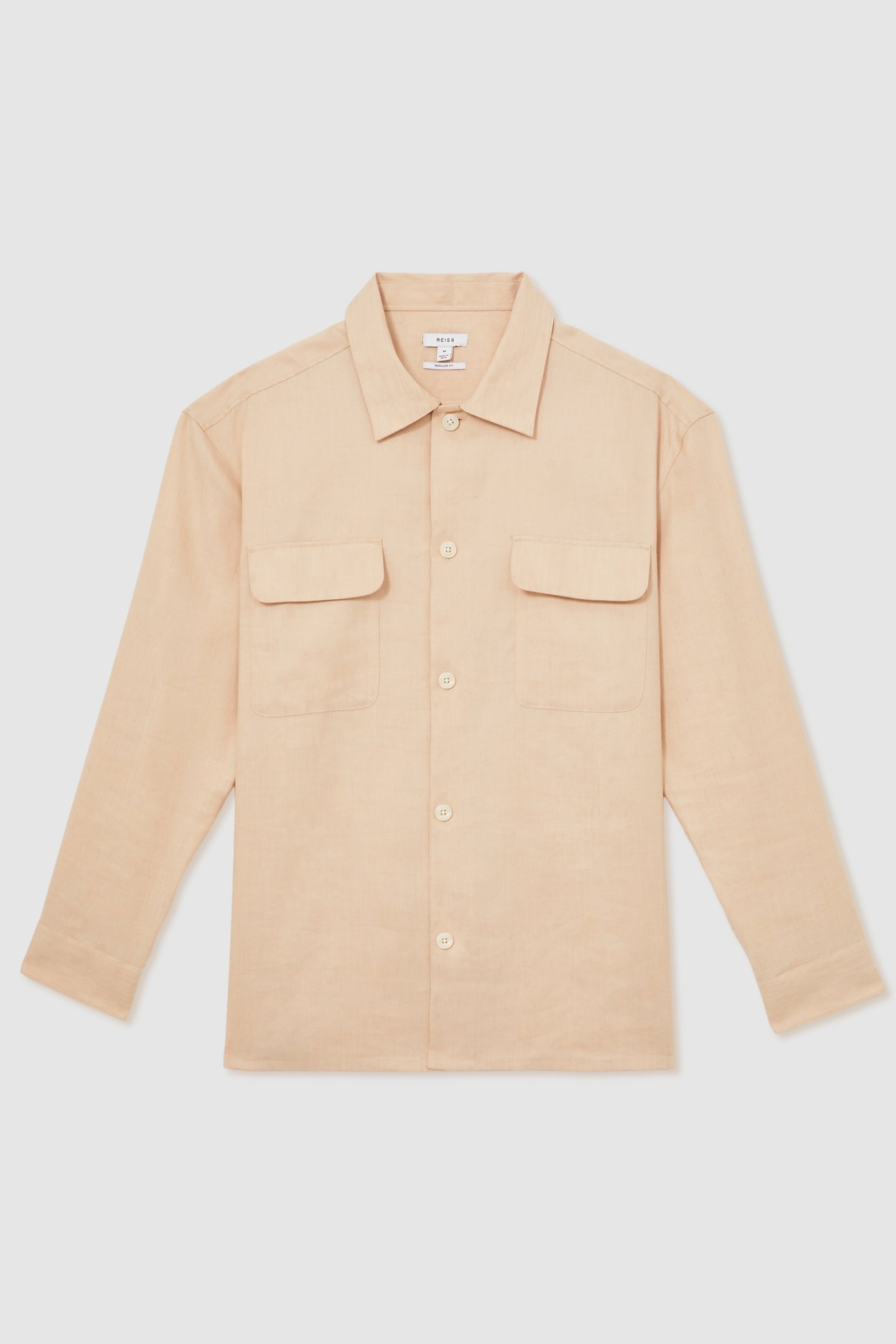 LS LINEN TWIN POCKET OVERSHIRT STONE 2