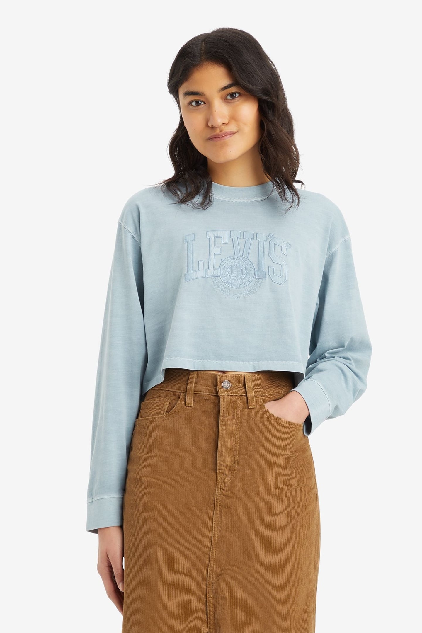 CROPPED LONG-SLEEVE FOOTBALL TEE BLUE 2