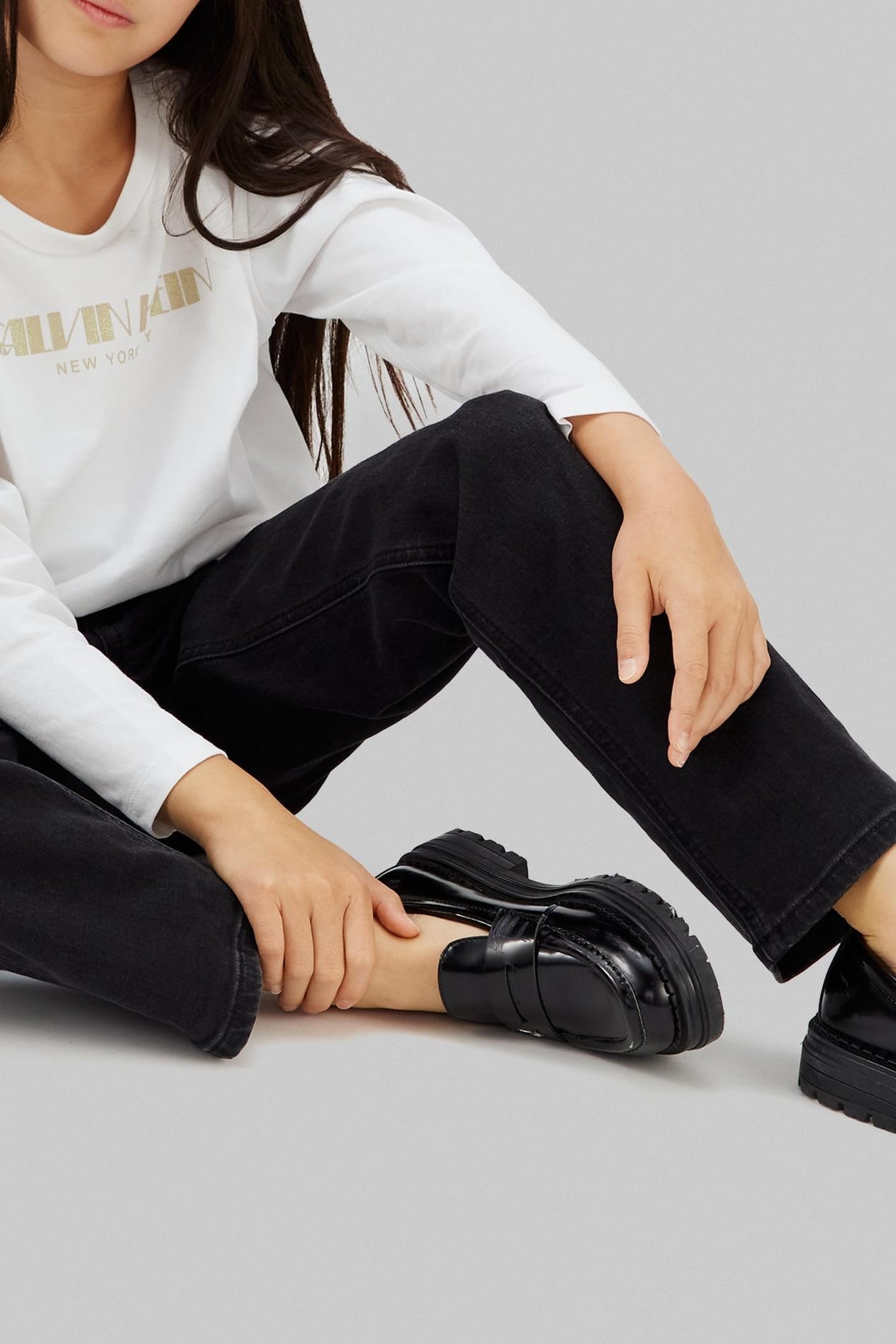 GIRLS GLITTER BOXY L/S T-SHIRT BRIGHT WHITE 6