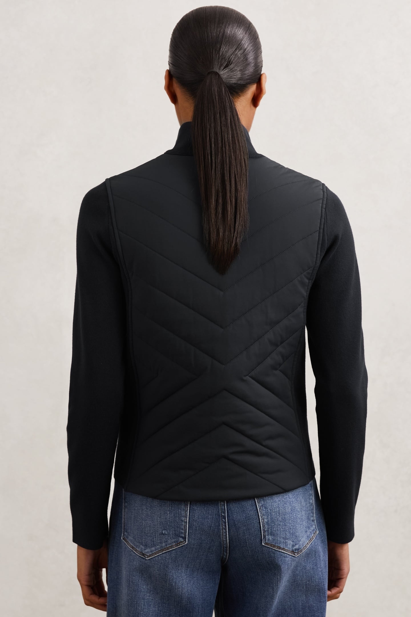 KNITTED HYBRID JACKET NAVY 2