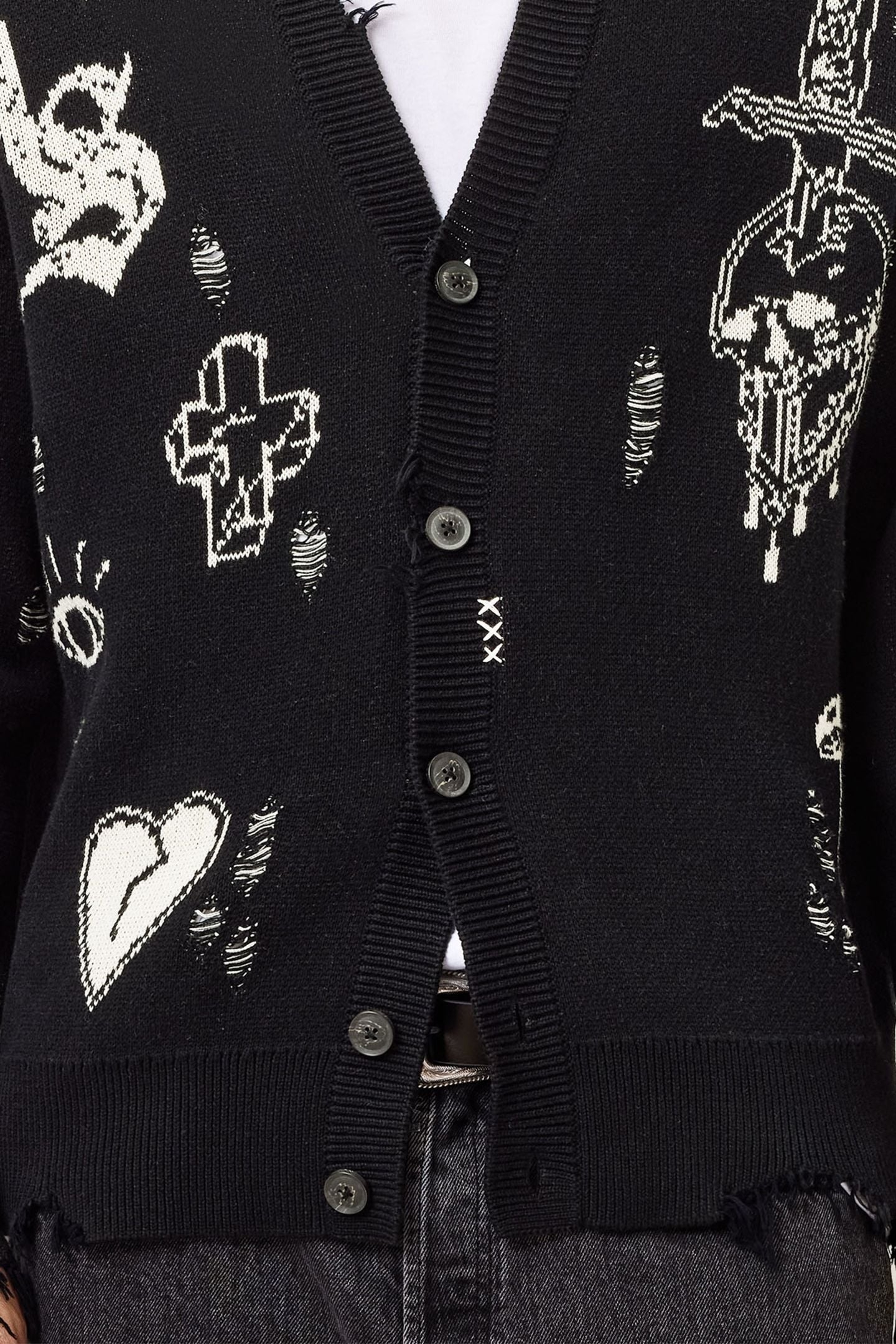 CALEDON CARDIGAN BLACK/CHALK WHITE 6