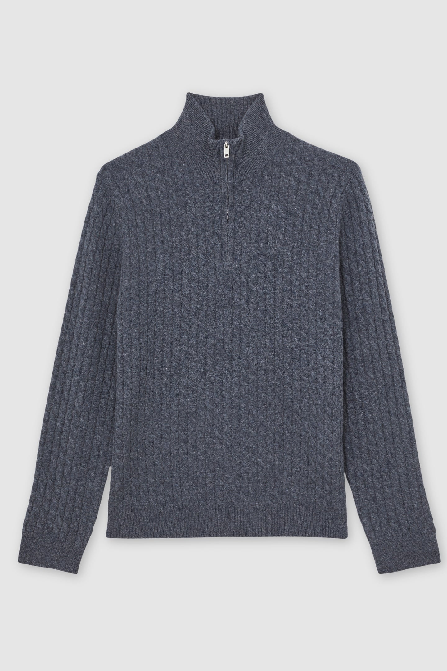 LS HALF ZIP CABLE CASHMERE JUMPER DENIM BLUE 7