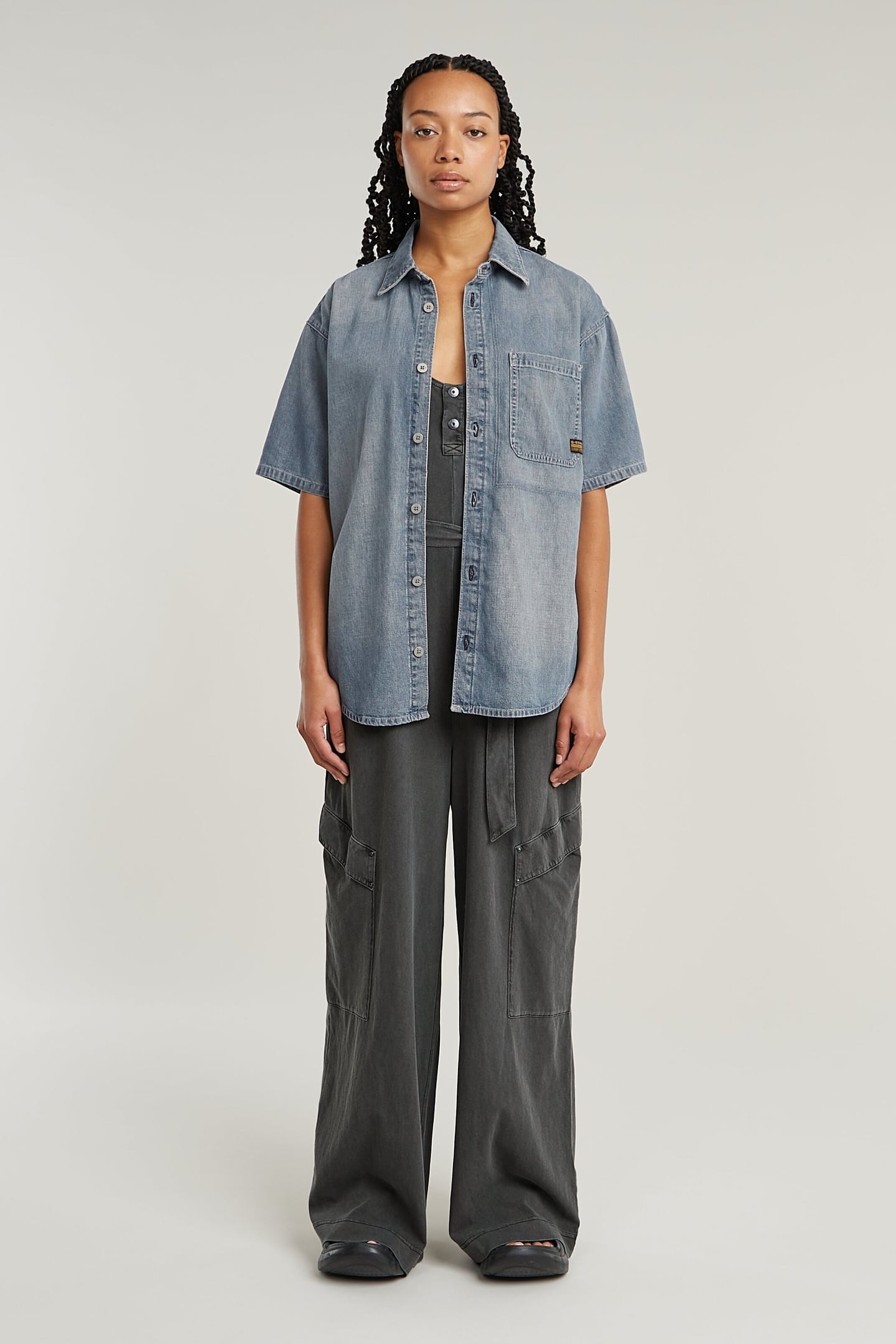 OVERDYED UTILITY LOOSE JUMPSUIT DK BLACK GD 4