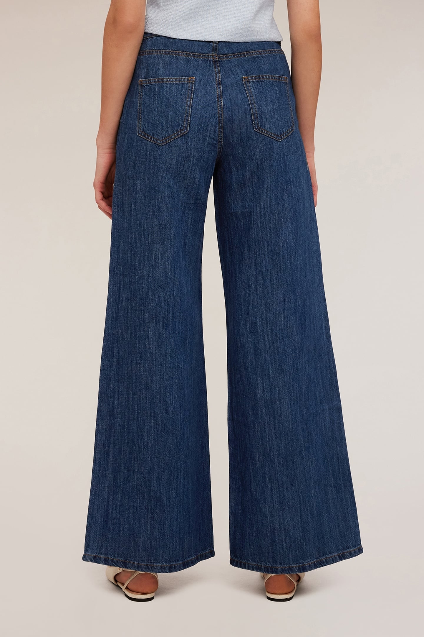 WIDE LEG JEANS IN LINEN BLEND BLUE 2