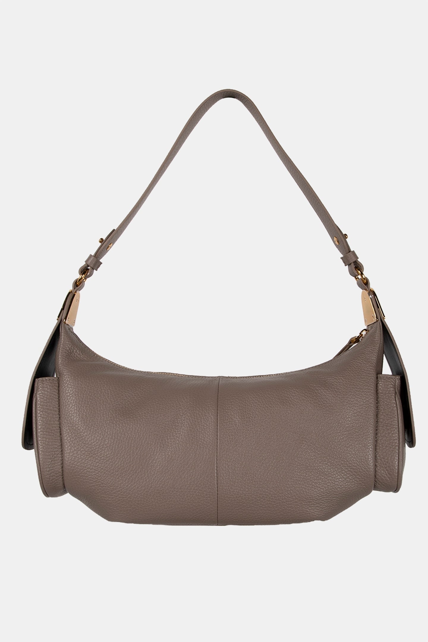 LEATHER SHOULDER BAG WITH POCKETS IN BEIGE 4