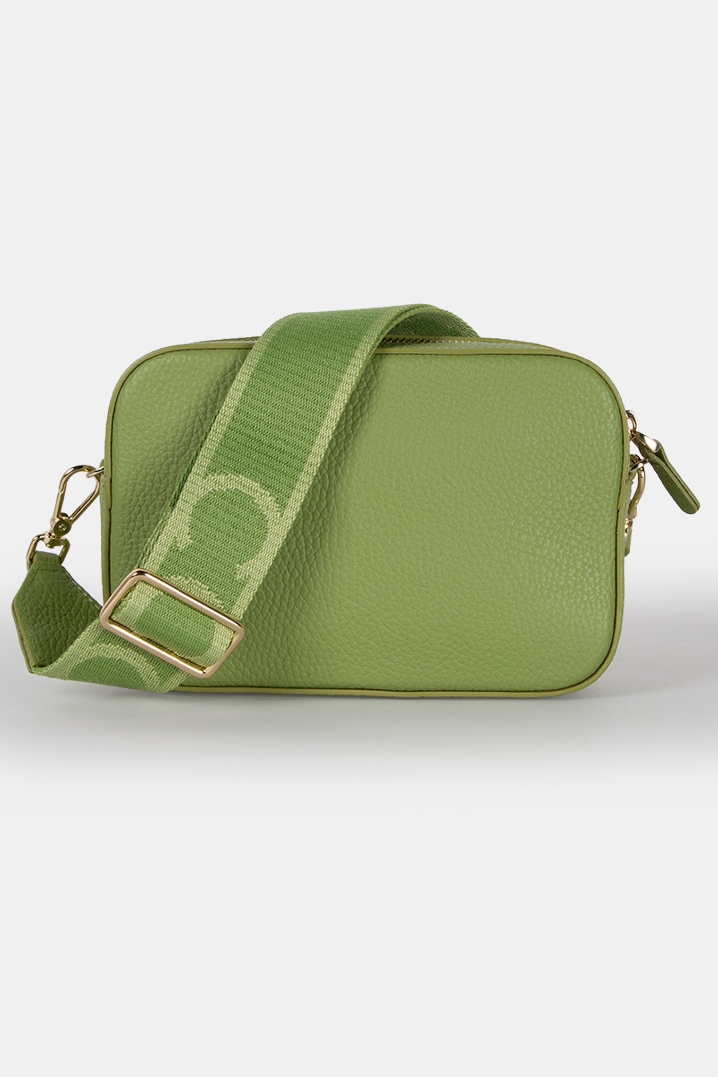 LEATHER CAMERA CROSS BODY BAG IN LIME GREEN 4