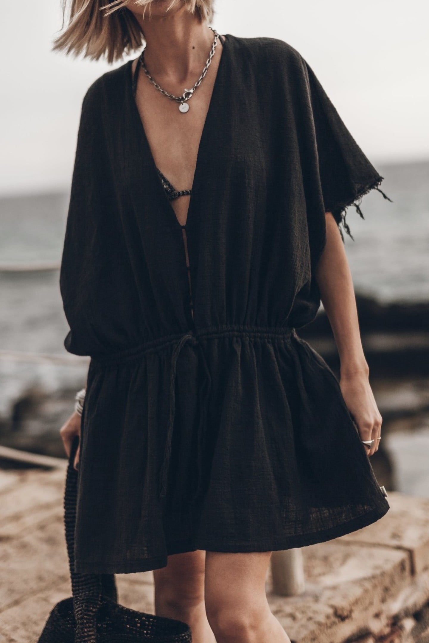 THE BLACK SHORT KAFTAN DRESS BLACK 1