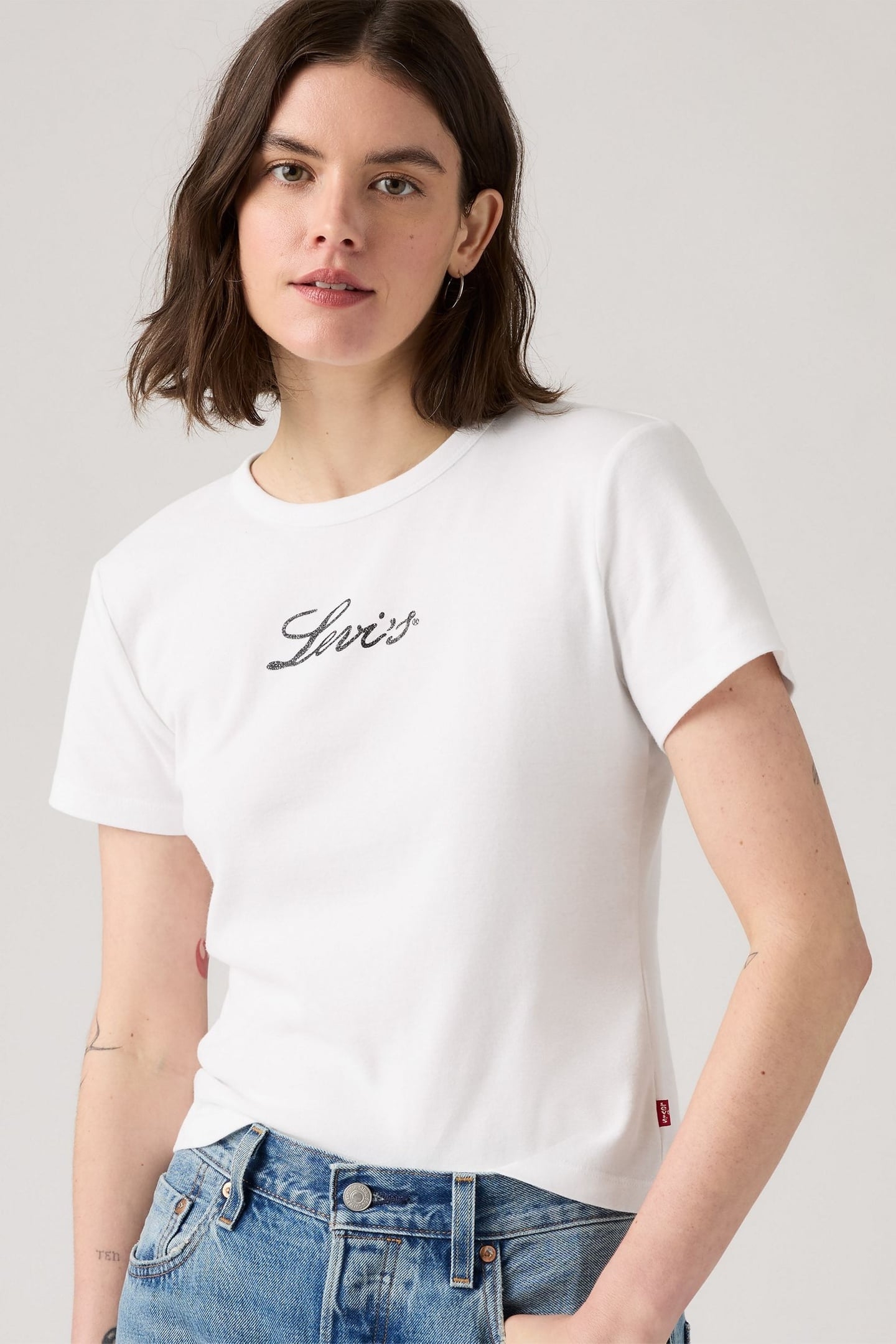 GRAPHIC RICKIE TEE GLITTER SCRIPT BRIGHT 1