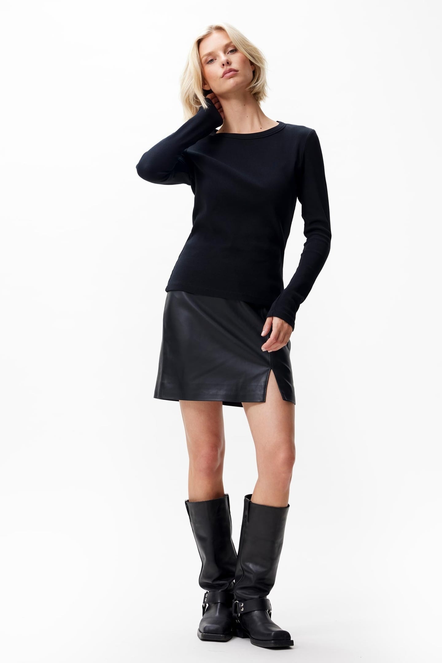 RIB LONG SLEEVE BLACK 1