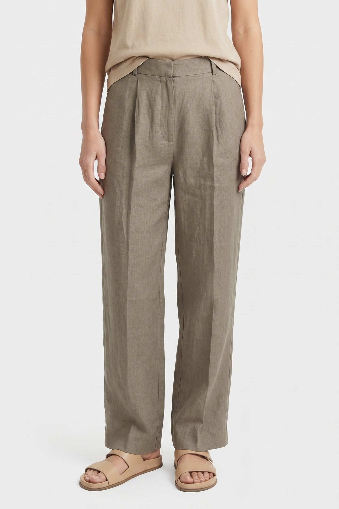 ZOE LINEN TROUSERS KHAKI 1