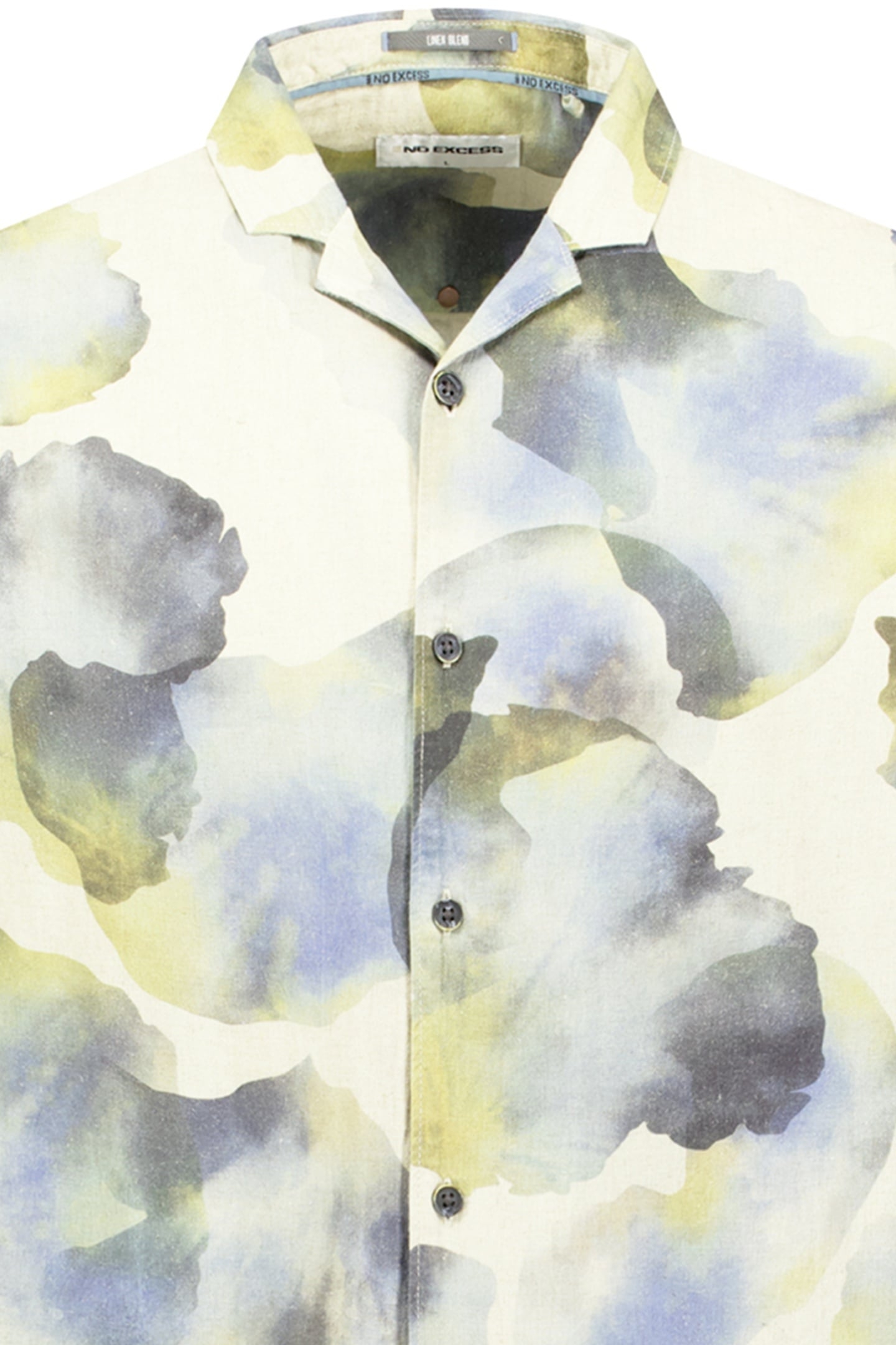 SHIRT SHORT SLEEVE REVERS COLLAR ALLOVER PRINTED WITH LINEN 3