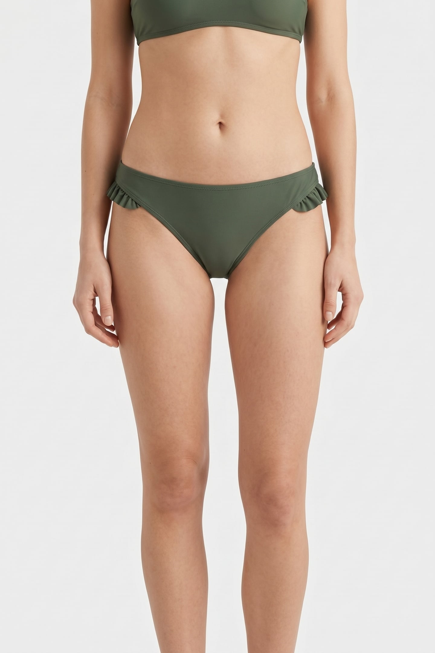 CLASSIC RUFFLE BIKINI BOTTOM OLIVE GREEN 1