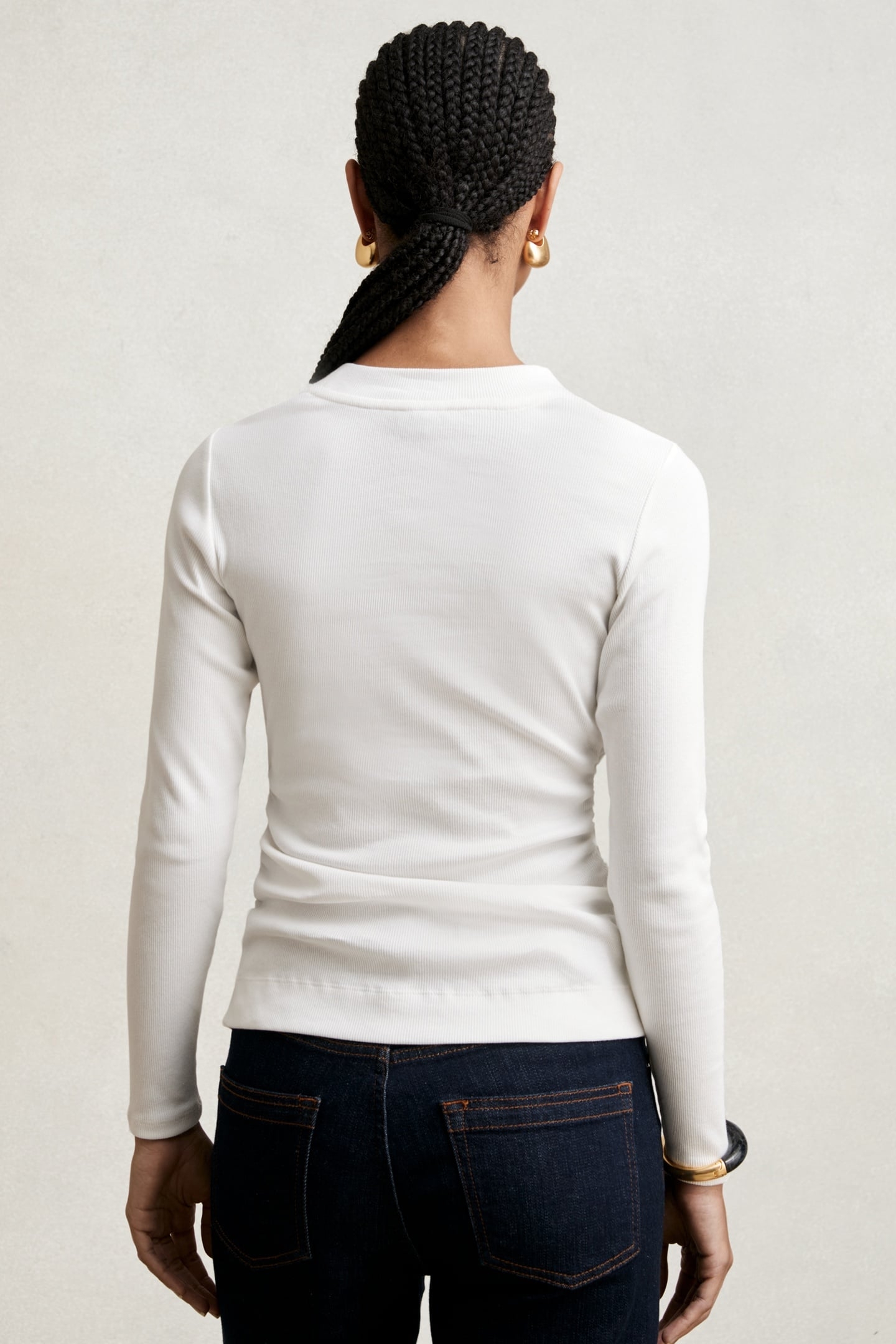 RIBBED LONG SLEEVE T-SHIRT WHITE 2