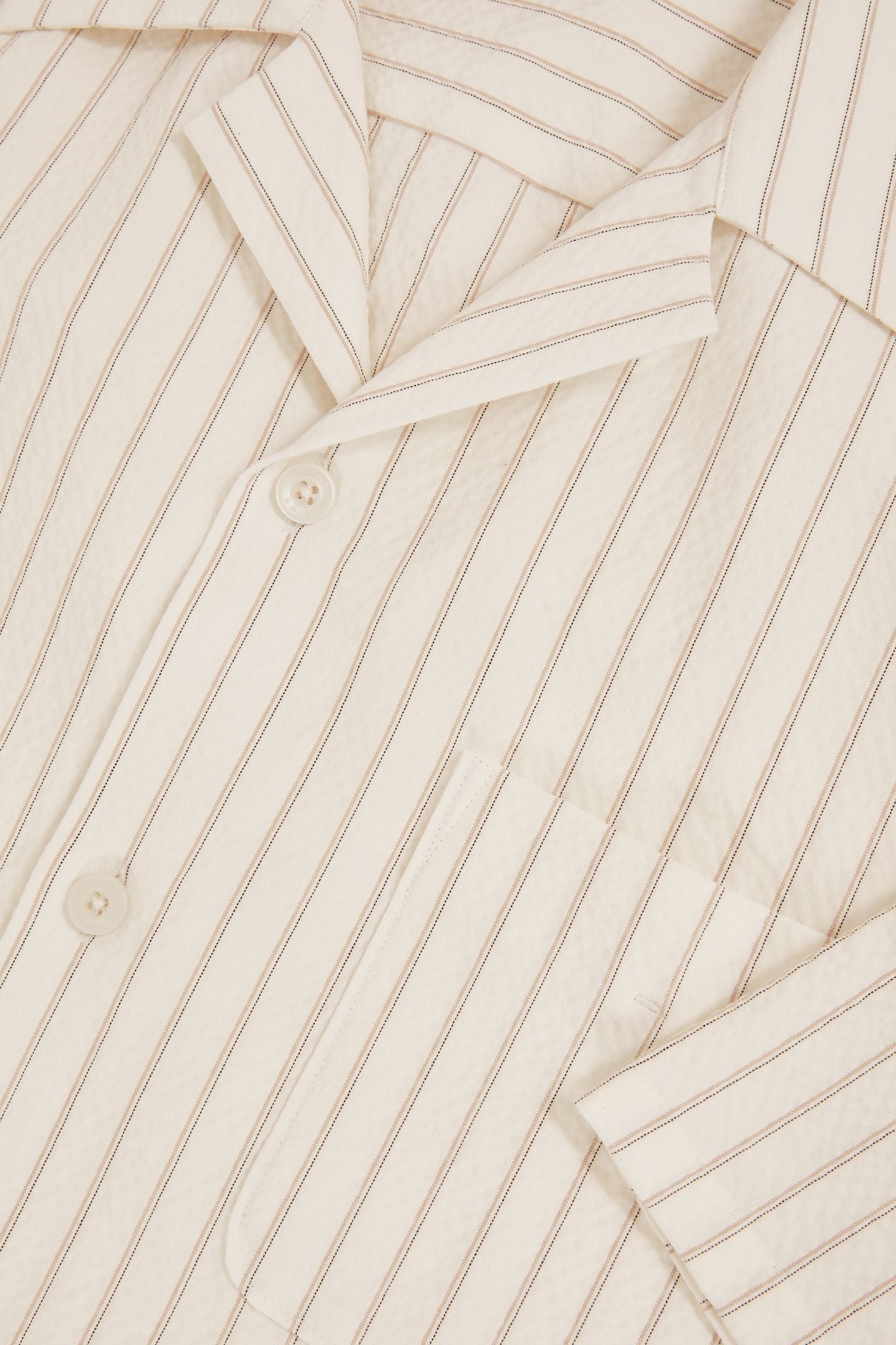 SS SEERSUCKER STRIPE CUBAN SHIRT WHITE TAUPE BROWN 6