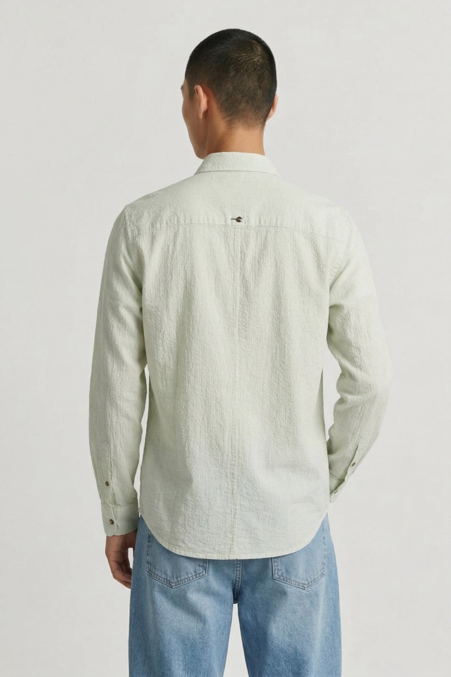 SHIRT STRIPE WITH LINEN GREEN 2