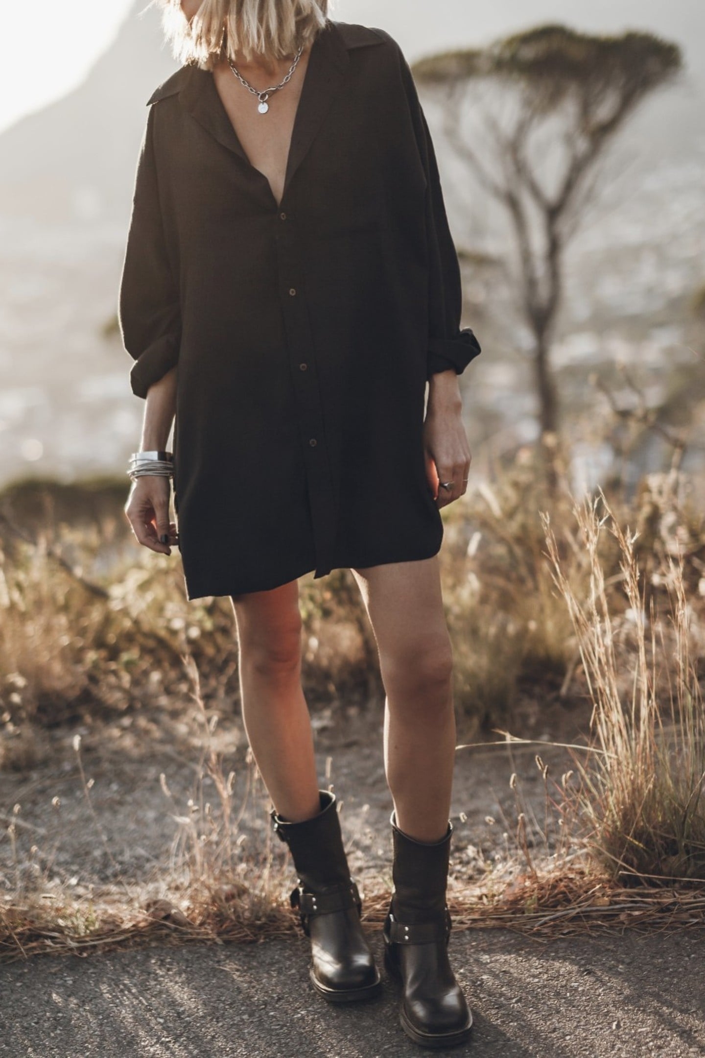 THE BLACK FLOWY SHIRT DRESS BLACK 1