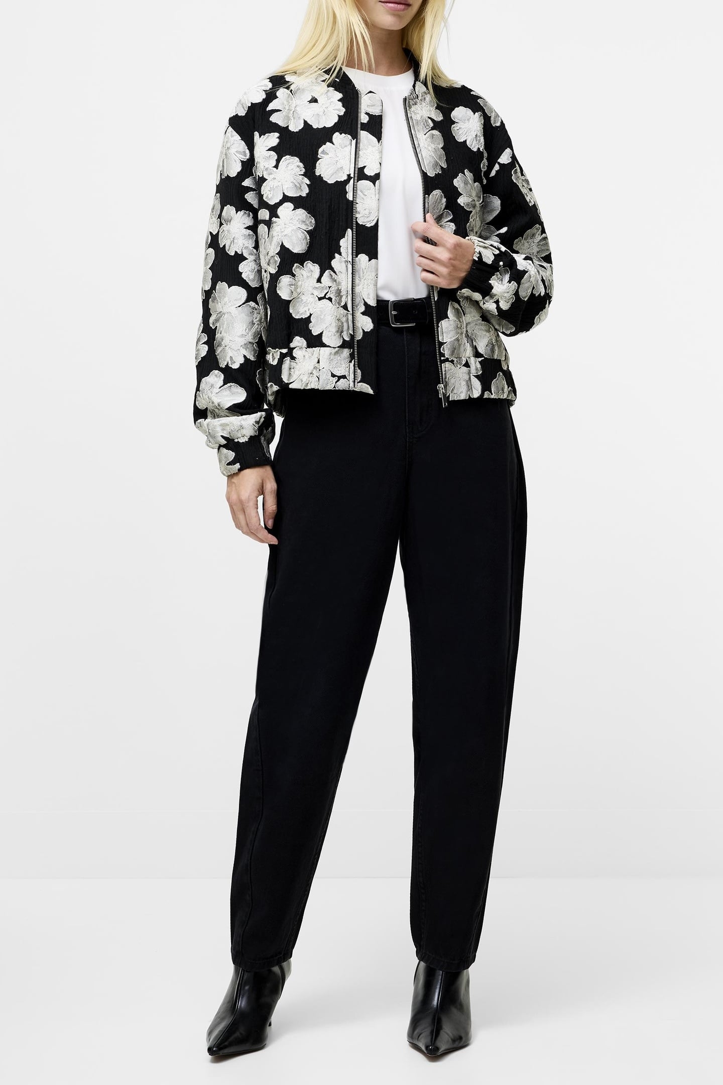 LORA POLY JACQUARD BOMBER PORCELAIN CREAM/BLAC 2