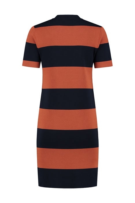 Jolien Bow Dress Navy/Rust Stripe 2