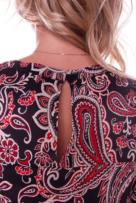 VANESSA PAISLEY MINI RUFFLE DRESS BLACK 6