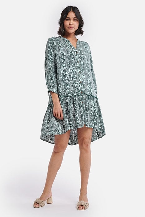 LADIES TUVALU DROP WAIST DRESS HUNTER GREEN 3