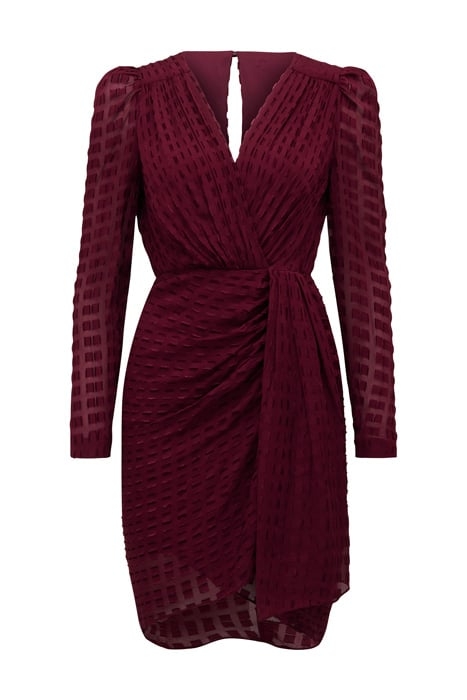 HARPER DOBBY DRAPE MINI DRESS SHIRAZ 1