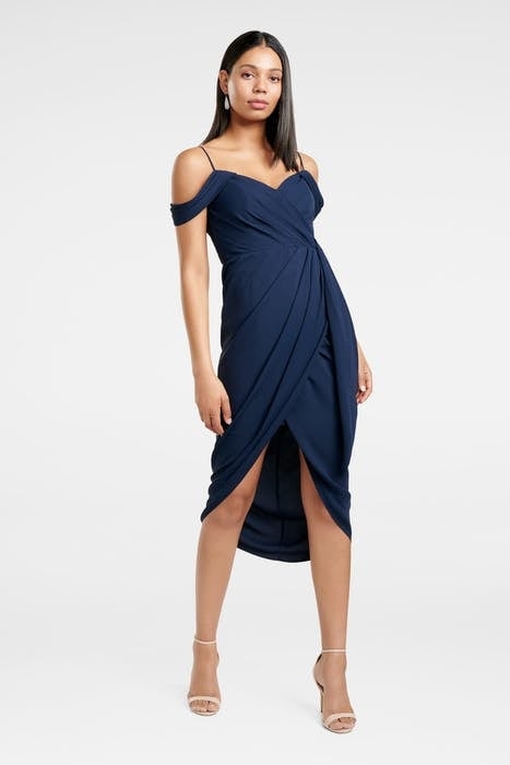 HADLEY WATERFALL MIDI DRESS NAVY 1