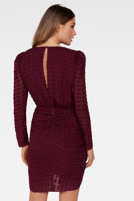 HARPER DOBBY DRAPE MINI DRESS SHIRAZ 2