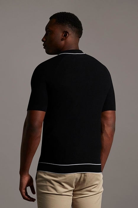 BLACK EAGLE TEXTURE KNIT POLO JET BLACK 2