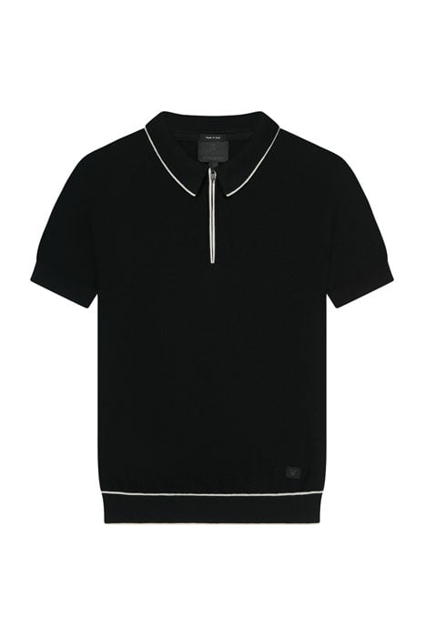 BLACK EAGLE TEXTURE KNIT POLO JET BLACK 5