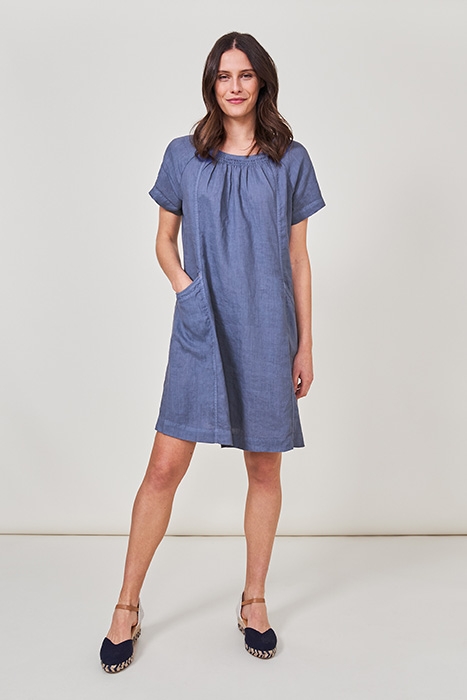 AVERY LINEN DRESS MID BLUE 3