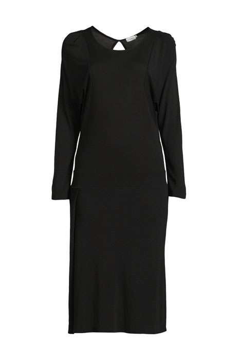 DRAPEY TENCEL SPLIT DRESS BLACK 3