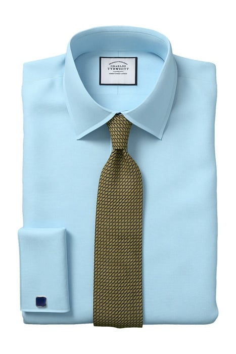 TEAL EXTRA SLIM FIT CLASSIC COLLAR EGYPTIAN COTTON HERRINGBO 4