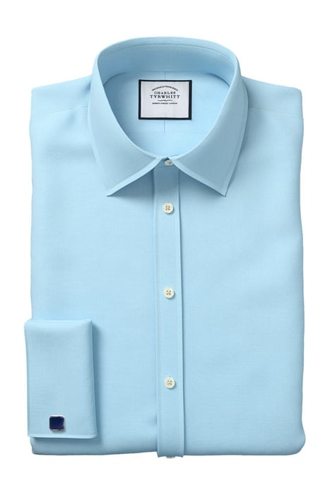 TEAL EXTRA SLIM FIT CLASSIC COLLAR EGYPTIAN COTTON HERRINGBO 5