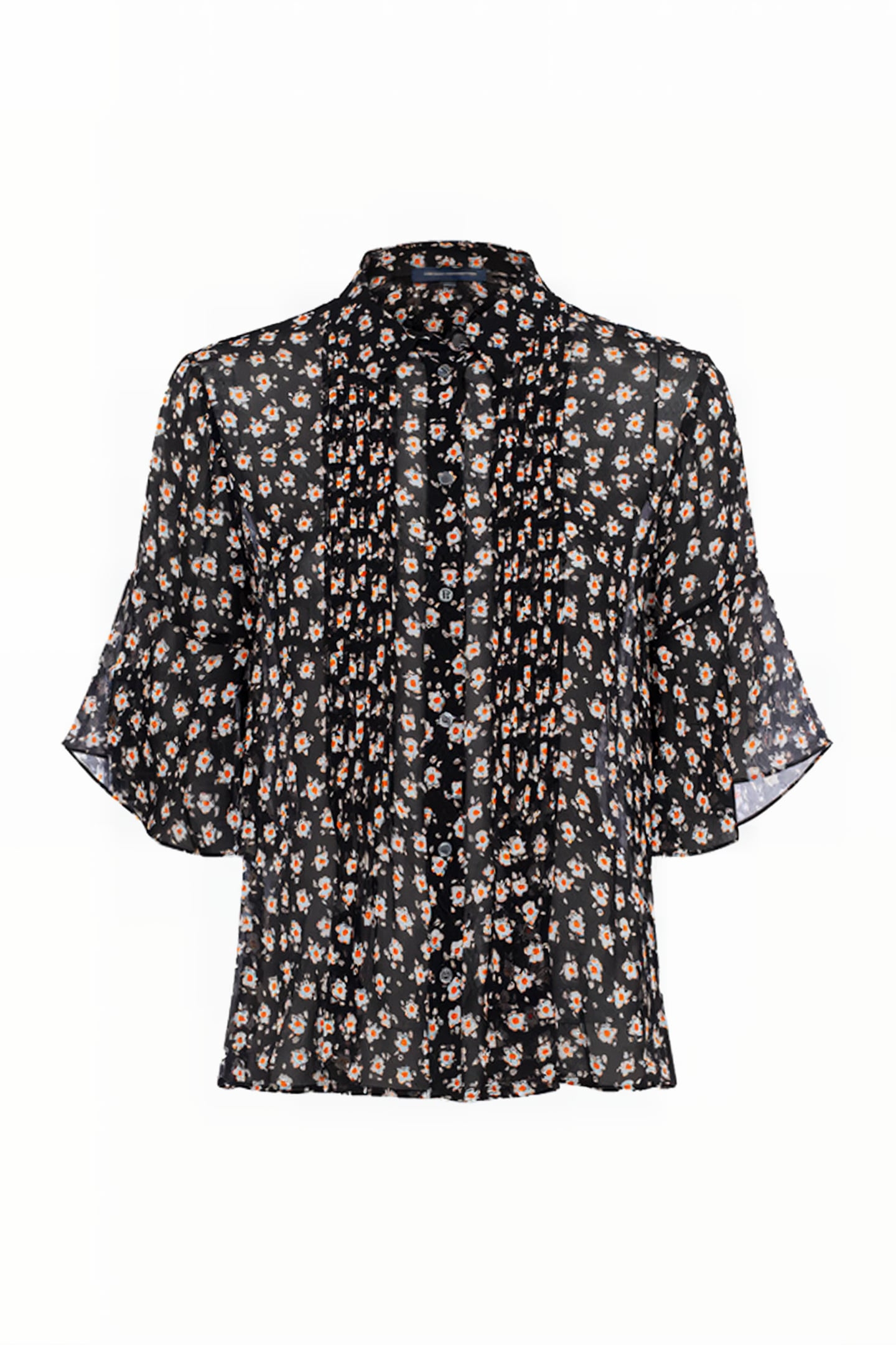 ESO AURA DITSY PINTUCK SHIRT BLACK MULTI 4