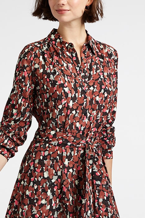 DRESS WOVEN LONG ON INDIAN SUMMER ON FULL CREPE COGNAC 3