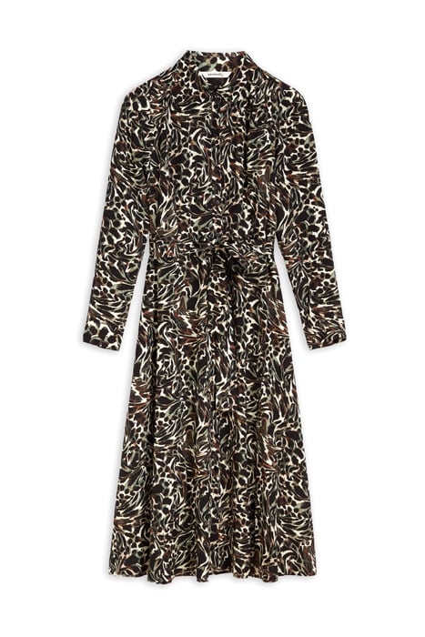 DRESS WOVEN LONG ON ANIMAL SWIRL ON FULL CREPE ALMOST BLACK 5