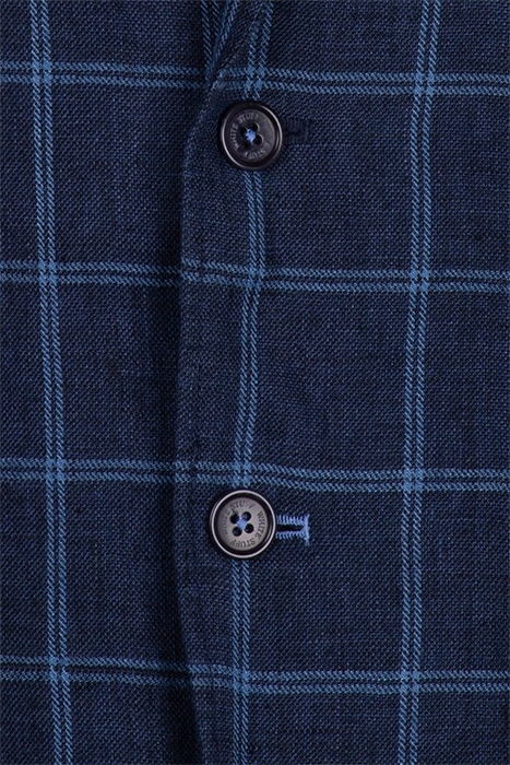 ST EDMUNDS CHECK LINEN BLAZER NAVY 3