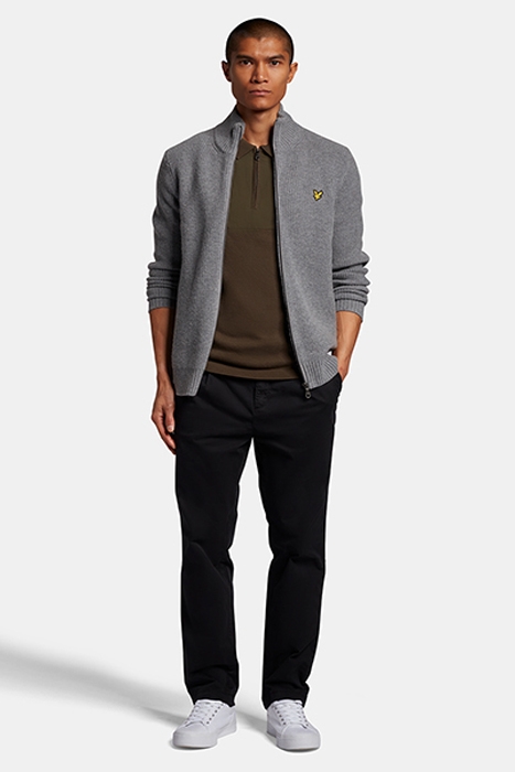 KNITTED RIB ZIP THROUGH CARDIGAN MID GREY MARL 3