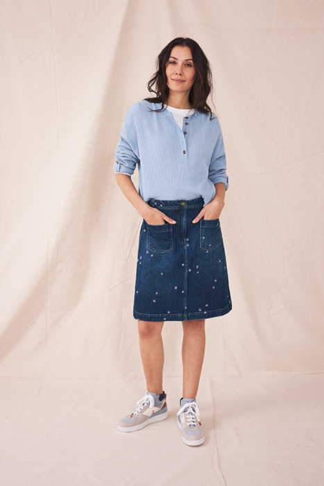 MELODY EMBROIDERED DENIM SKIRT MID DENIM 3