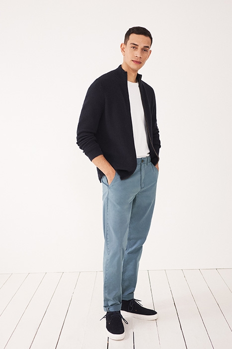 SUTTON ORGANIC CHINO TROUSER MID BLUE 4