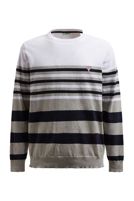 JUSTYN LS CN STRIPED 12 GG WHITE AND GREY STRIP 4