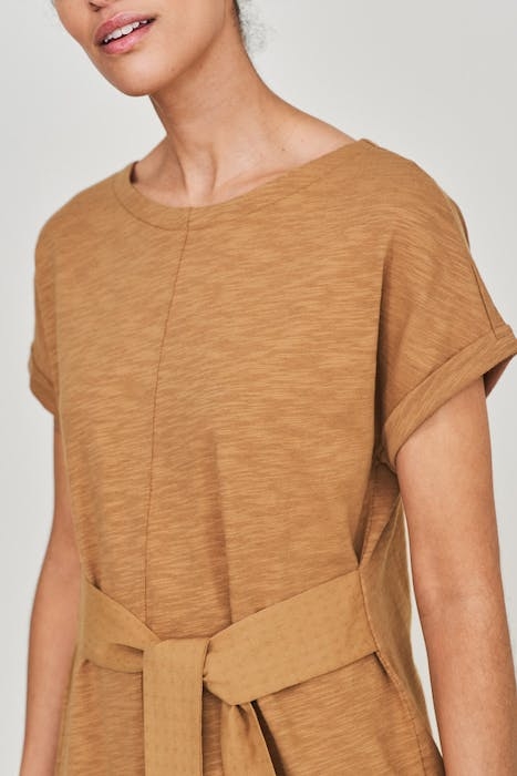 BELTED JERSEY DRESS MID BROWN 4