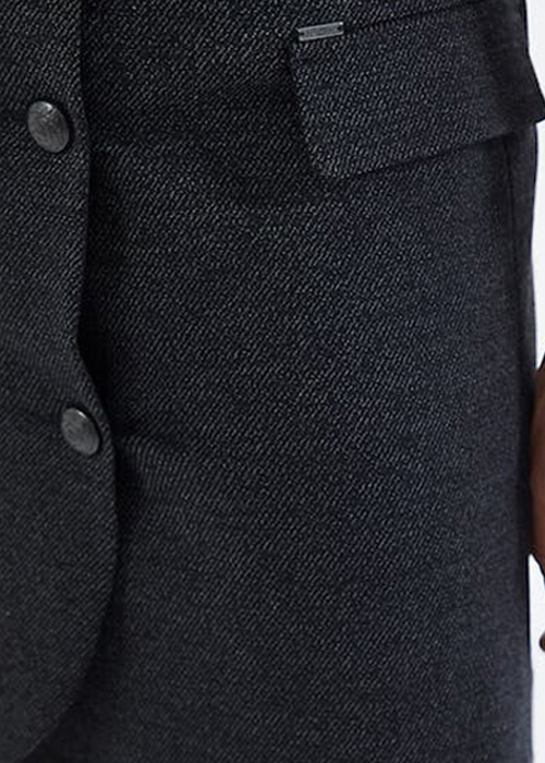 BLACK DOUBLE BUTTONED SHORT SKIRT WITH POCKETS 4