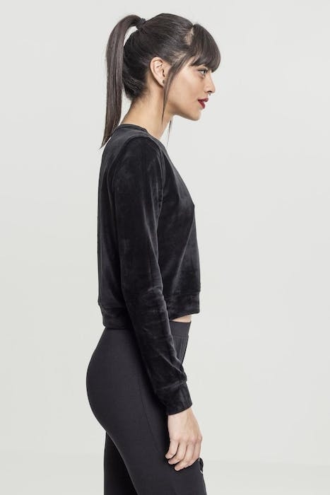 LADIES SHORT VELVET CREW BLACK 5