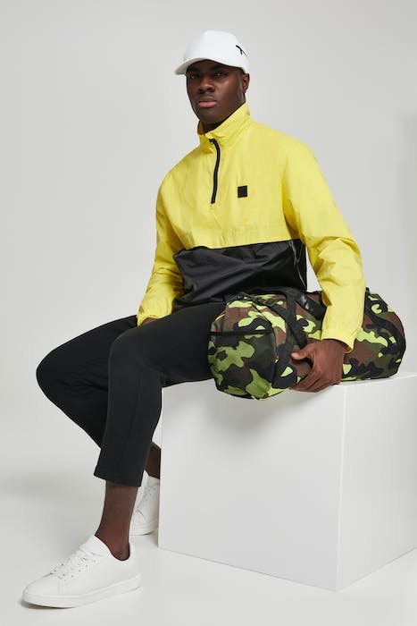 STAND UP COLLAR PULL OVER JACKET BRIGHTYELLOW/BLK 4