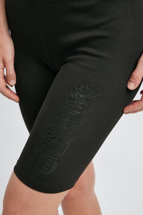 LADIES HIGH WAIST BRANDED CYCLE SHORTS BLACK/BLACK 7