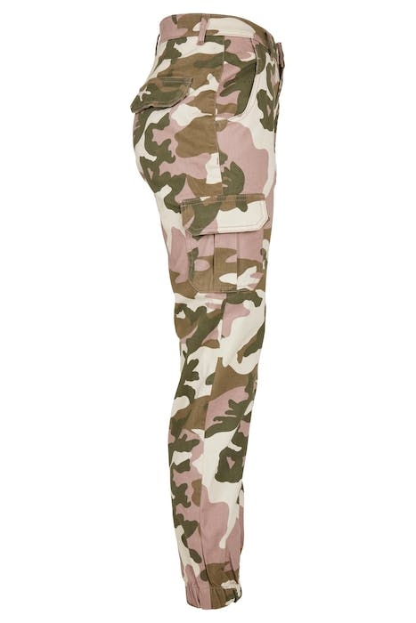 LADIES HIGH WAIST CAMO CARGO PANTS DUSKROSE CAMO 3