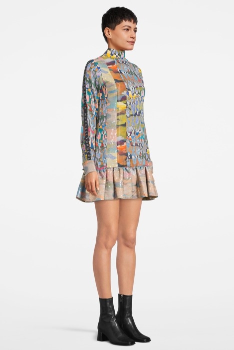 WOMEN'S LOOSE FIT VOLANT HEM MINI DRESS CAMOU PRINT 3